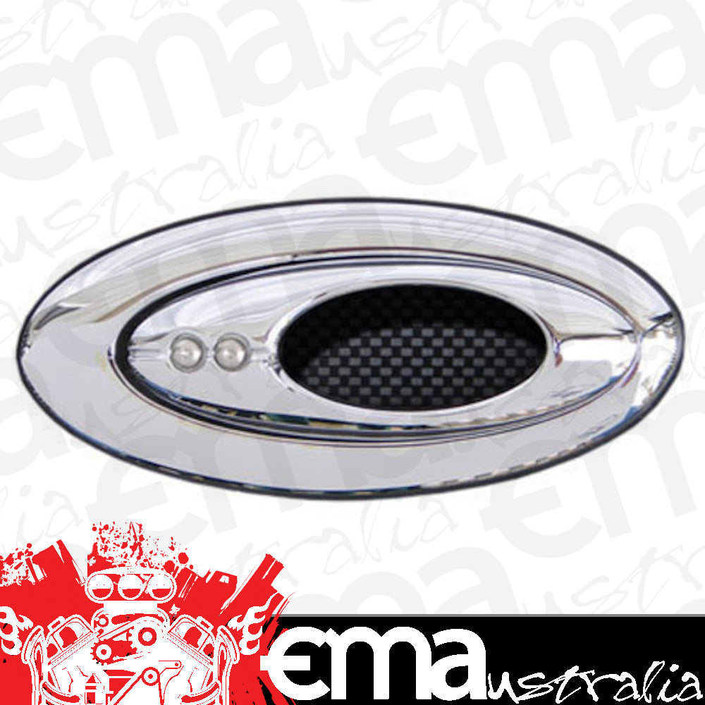 Clayton Machine Works CLA-EL503 Billet Elliptical Open Door Handle Chrome Plated w/ Carbon Inserts