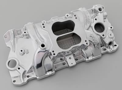 Edelbrock ED71041 Performer Rpm Q-Jet Manifold SB Chev 262-400 V8 Polished