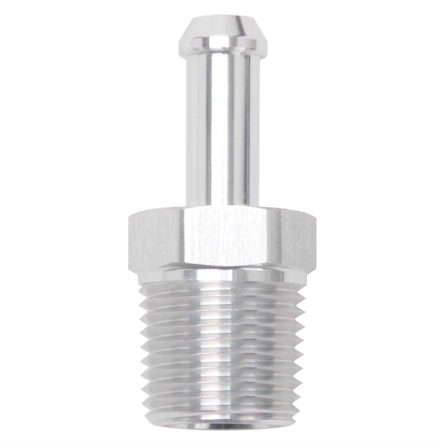 Edelbrock ED8186 Hose End Straight Clear Anodiz 1/2" NPT to 3/8" Barb
