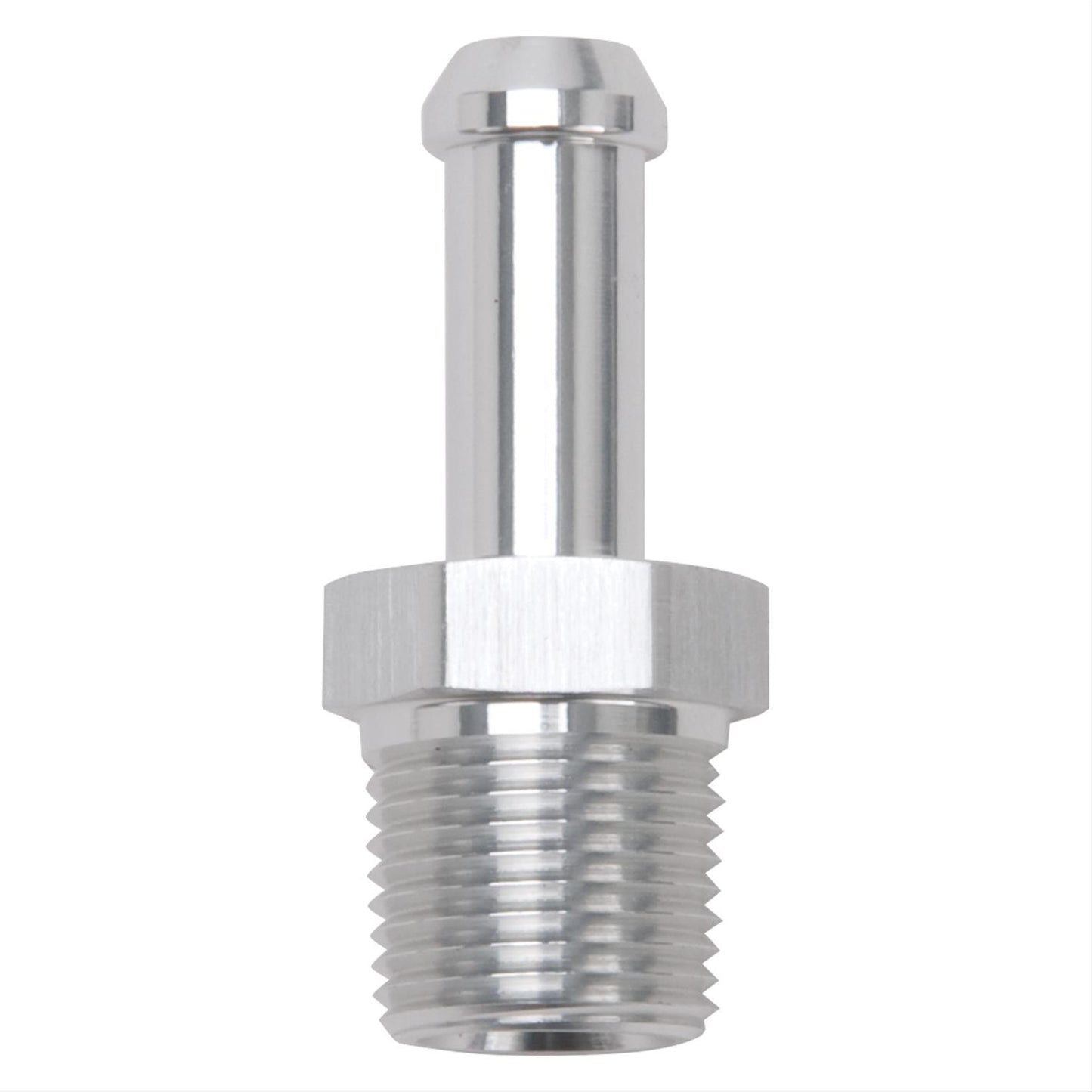 Edelbrock ED8118 Hose End Straight Clear Anodiz 3/8" NPT to 3/8" Barb