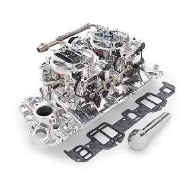 Edelbrock ED20674 Dual Quad & Carb Kit Chev 348-409 V8 E/Shine