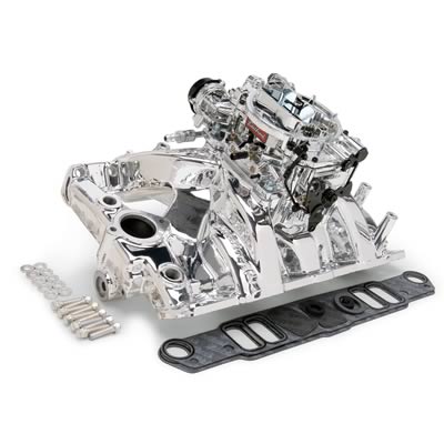 Edelbrock ED20564 Carburetor And Manifold Kit SB Chev 262-400 V8 E/Shine
