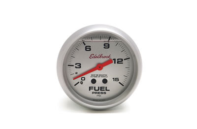 Edelbrock 73828 Edelbrock Fuel Pressure Gauge - 2-5/8" Liquid-Filled Gauge (0-15 psi)
