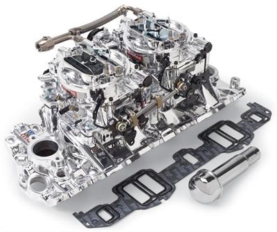 Edelbrock ED20694 Dual Quad & Carb Kit Chev 348-409 Lge Port E/Shine
