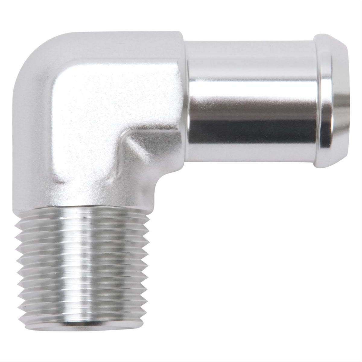 Edelbrock 8166 Heater Hose End Fitting - 90° with 1/2" NPT and 3/4" Barb.