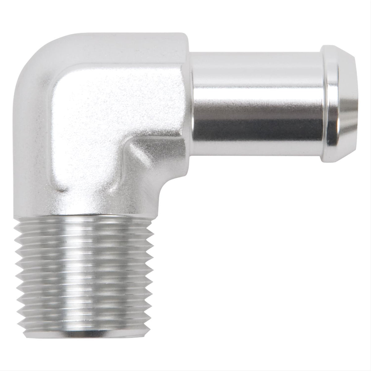Edelbrock 8179 Heater Hose End Fitting - 90° with 1/2" NPT and 5/8" Barb.