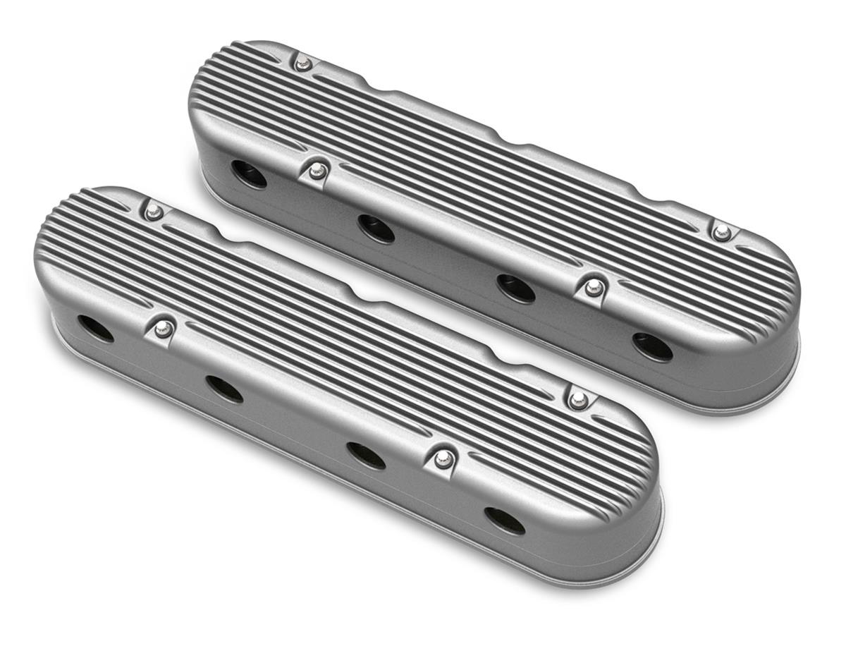 Holley HO241-180 LS2 Piece Aluminium Valve Covers incl Coil Mounts & Cover-Natural Finish