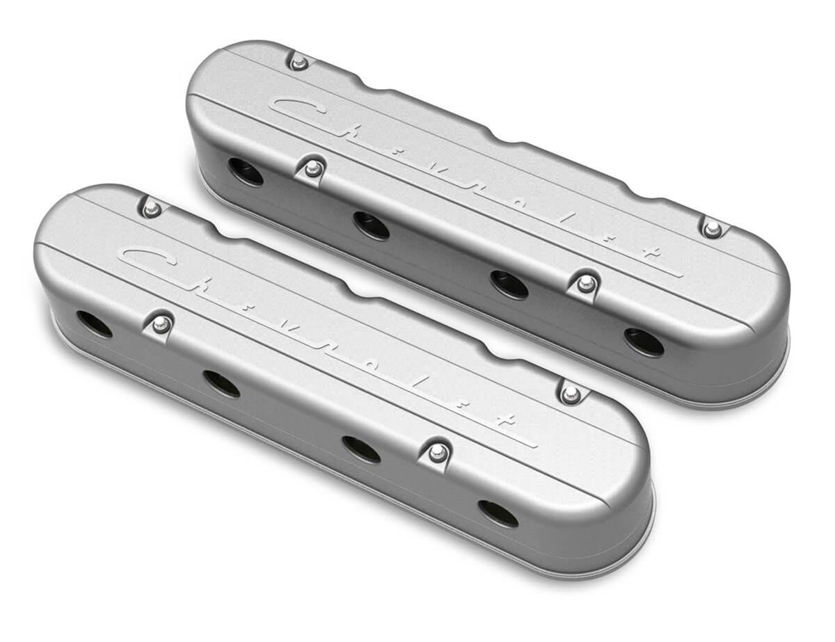 Holley HO241-175 2-Piece Valve Covers GM LS Chevrolet Logo-Natural Cast Finish