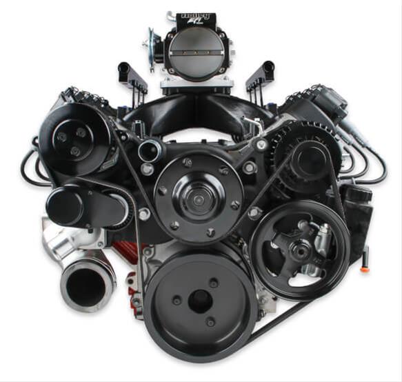 Holley HO20-185BK Ls Accessory Drive Kit Black Mid Mount Incl Sd7 A/C