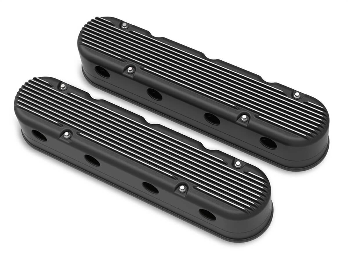 Holley HO241-182 LS2 Piece Aluminium Valve Covers incl Coil Mounts & Cover-Black Finish