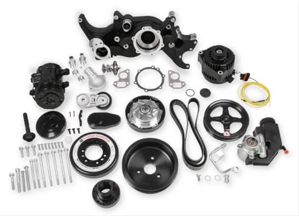 Holley HO20-190BK LS7 Accessory Drive Kit Black Mid Mount Incl Sd7 A/C