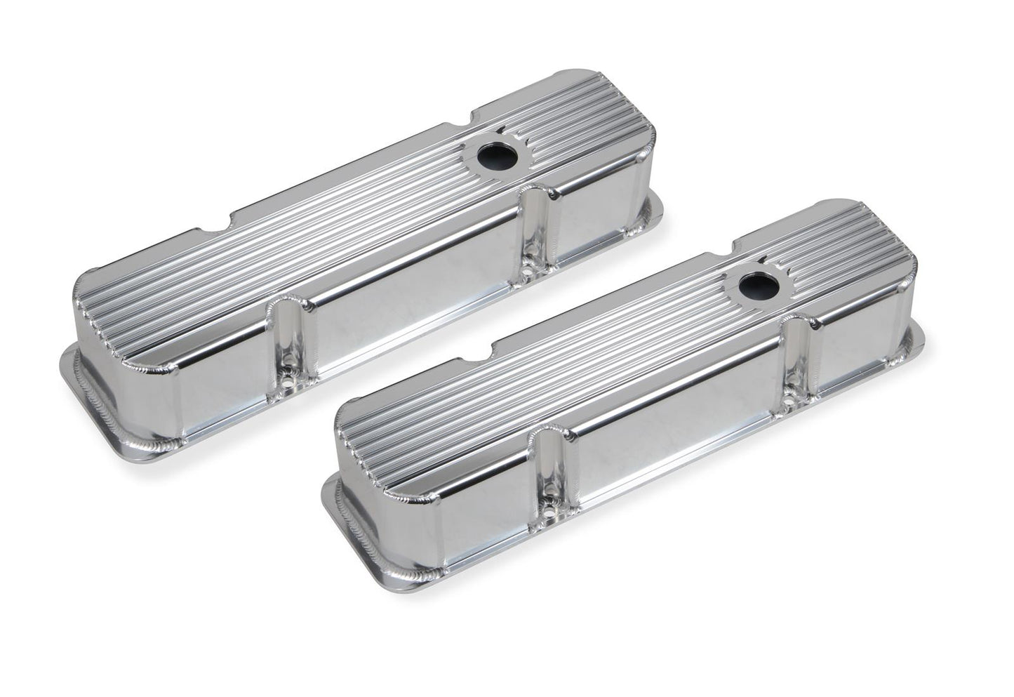 Mr Gasket MG6814G Cast Alum Valve Covers Finned Polished Chev SB 283-350 V8