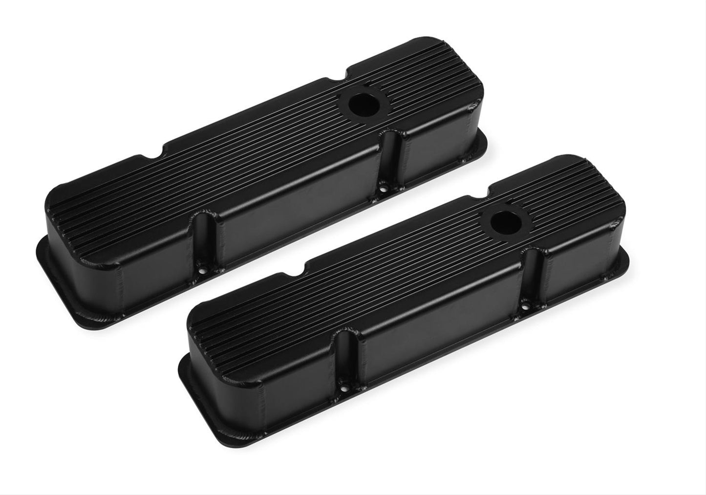 Mr Gasket MG6815BG Cast Alum Valve Covers Black Finned Chev SB 283-350 V8