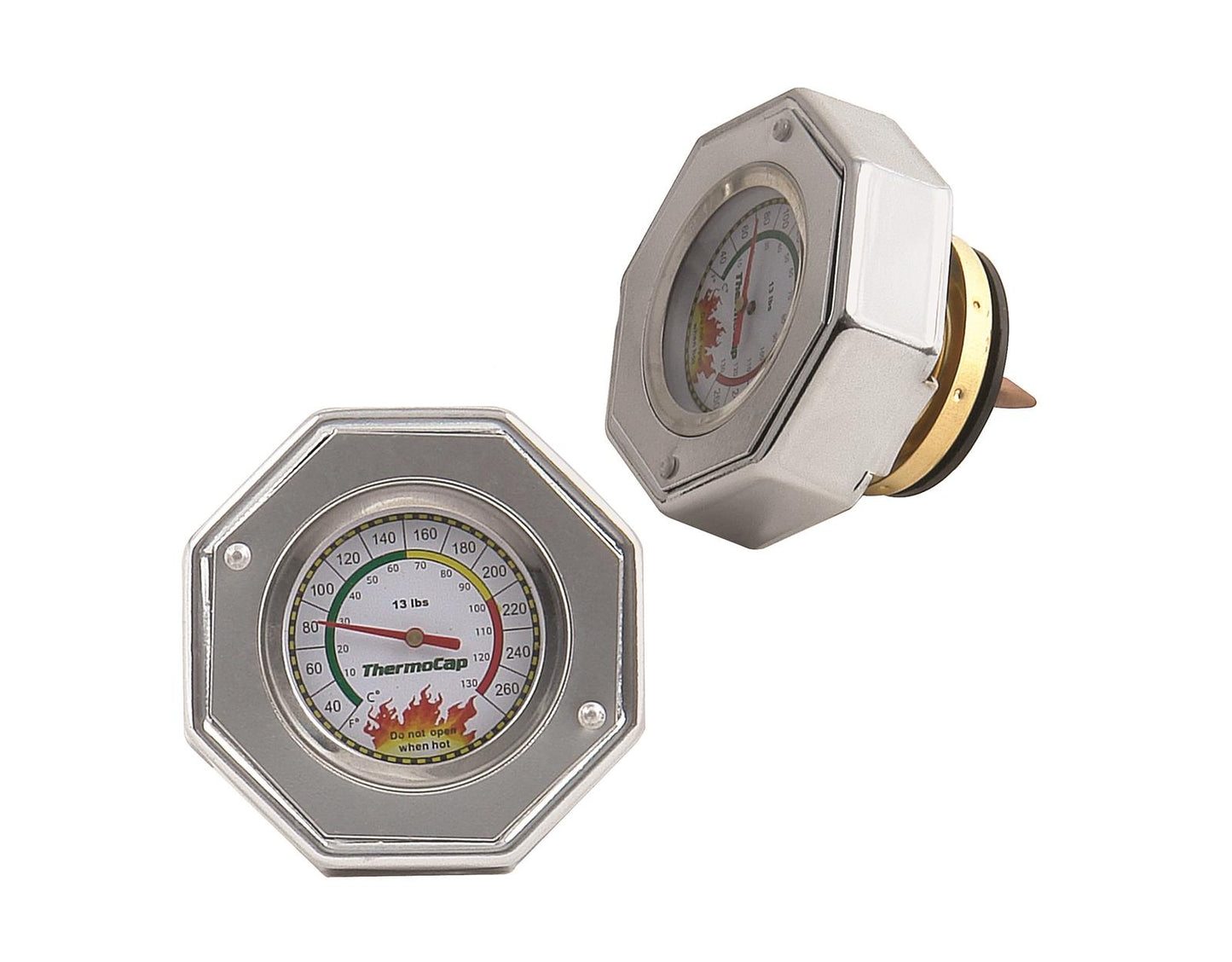 Mr Gasket MG2470S Radiator Cap/Gauge Thermocap Aluminium Silver Anodized Plain 13 Psi 30-270 Degrees F Each