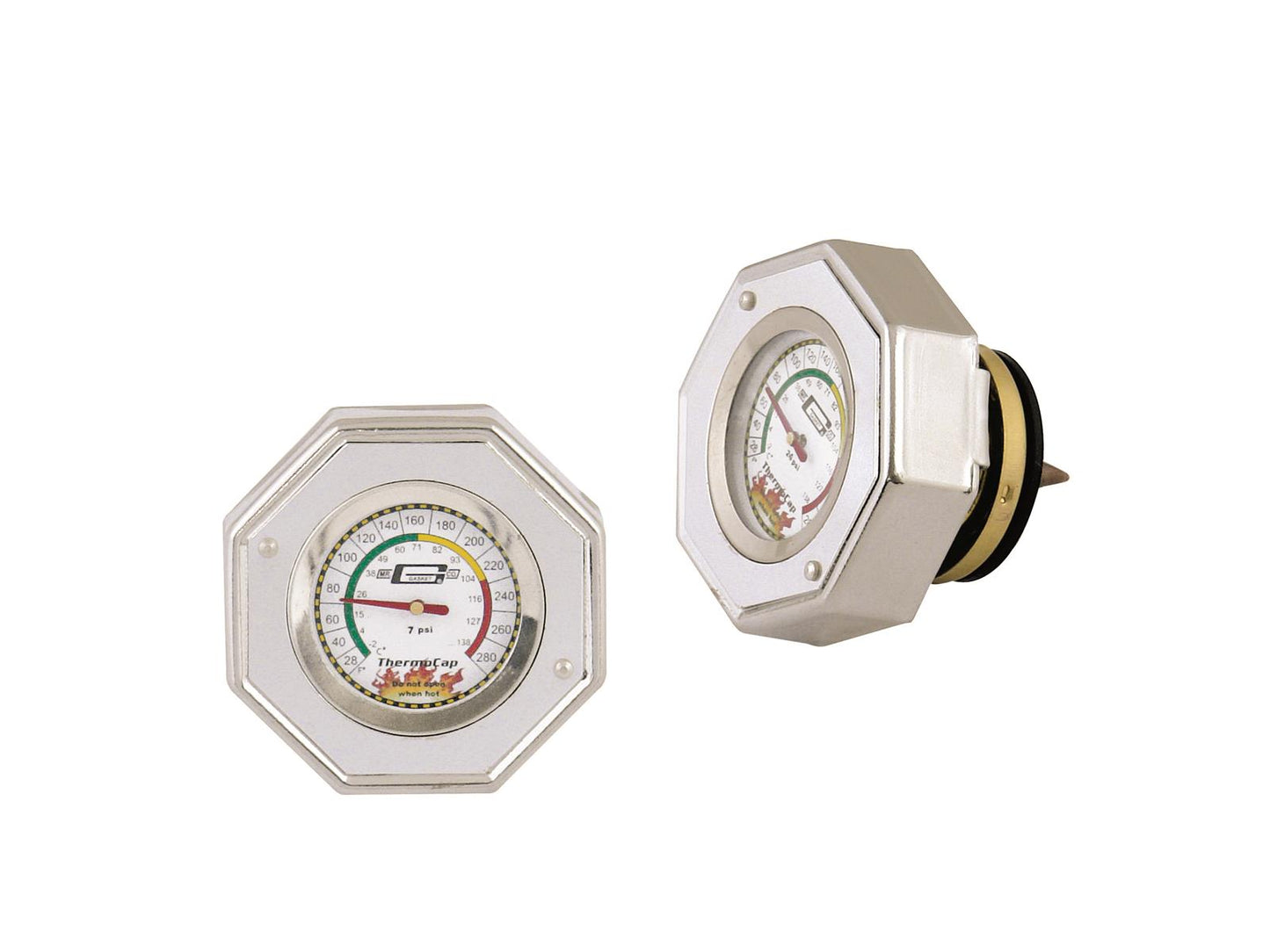 Mr Gasket MG2475S Radiator Cap/Gauge Thermocap Aluminium Silver Anodized Plain 7 Psi 30-270 Degrees F Each