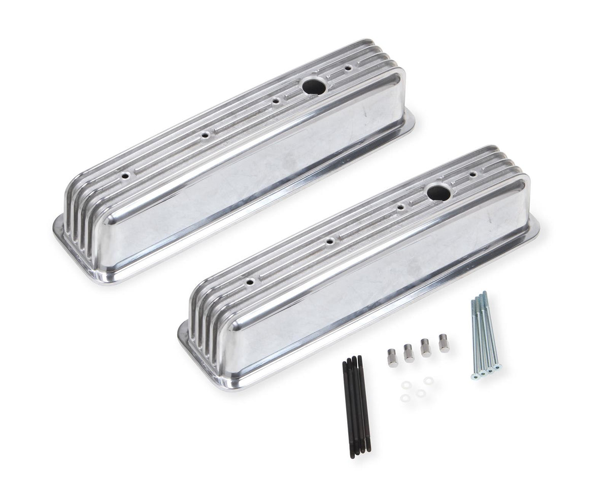 Mr Gasket MG6856G Cast Alum Valve Covers Finned Polished 87-97 Chev SB 305-350