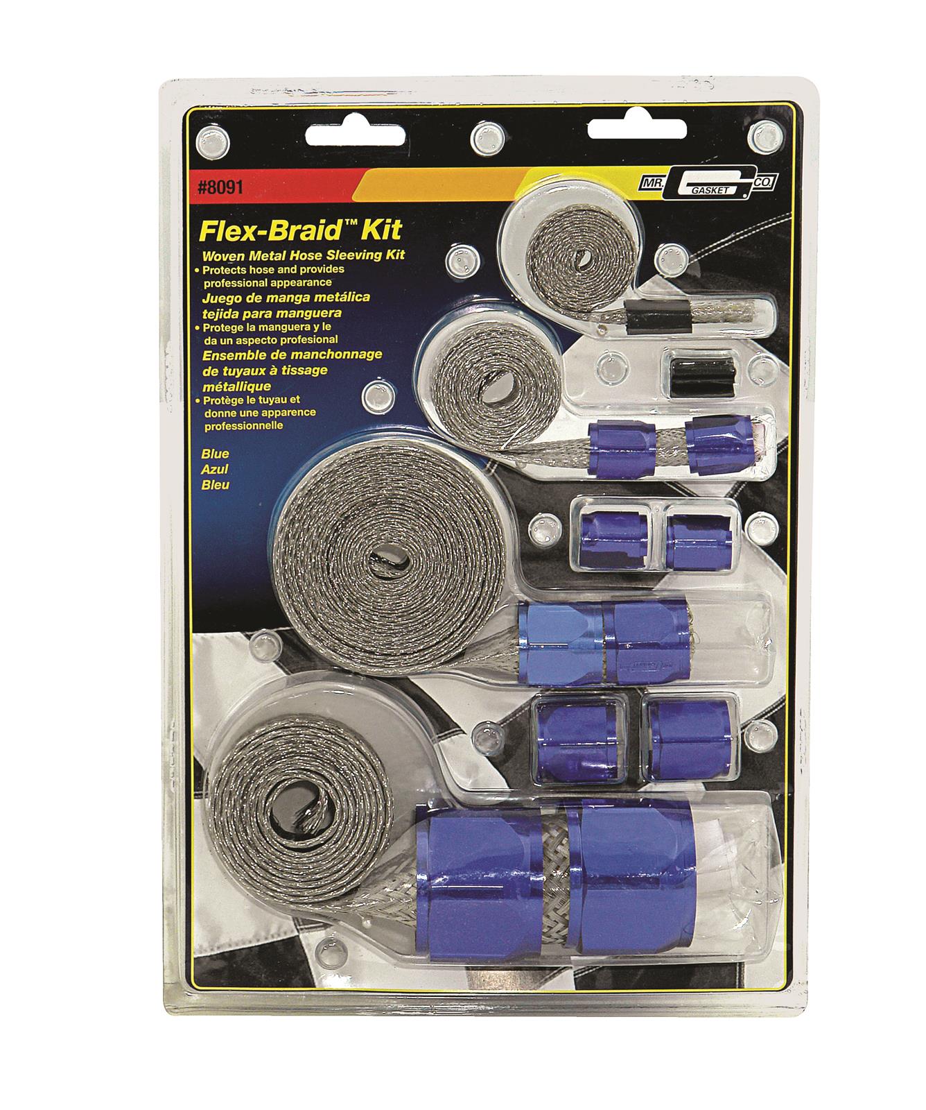 Mr Gasket MG8091 Braided Hose Sleeve Kit-Blu