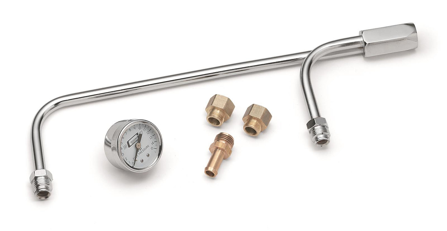 Mr Gasket MG1576 Fuel Line Chrome W/Gauge 9-5/8