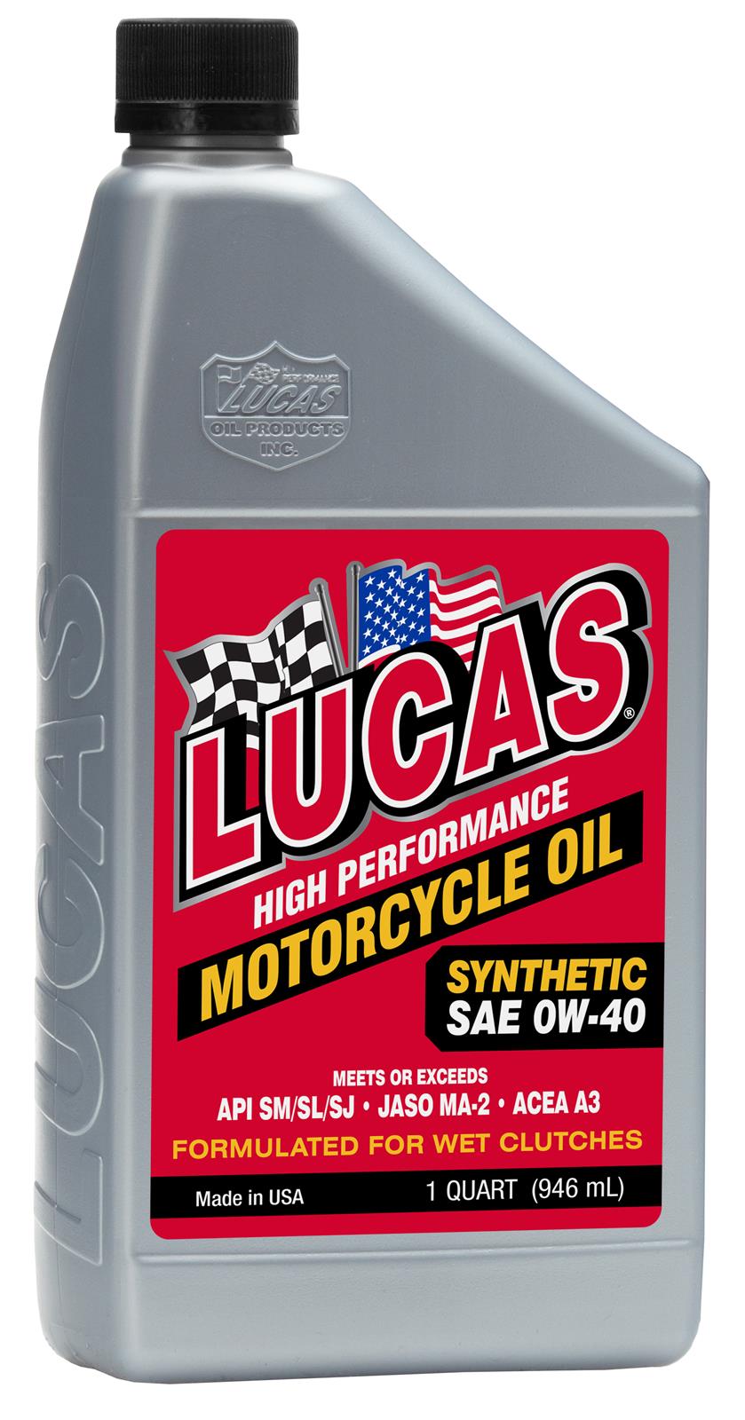 Lucas Oils LUS-10718 Synthetic SAE 0W-40 Motorcycle Oil 1 Quart