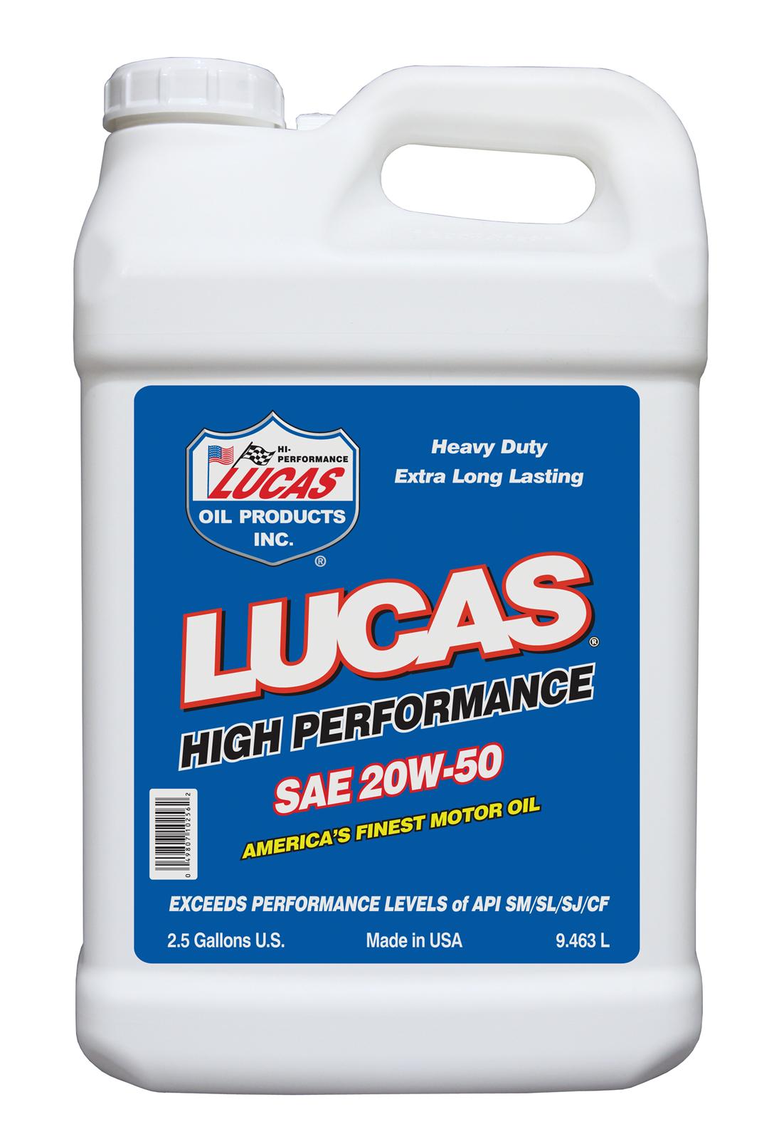 Lucas Oils LUS-10256 SAE 20W-50 Plus API SN Plus Motor Oil 1 2.5 Gallon