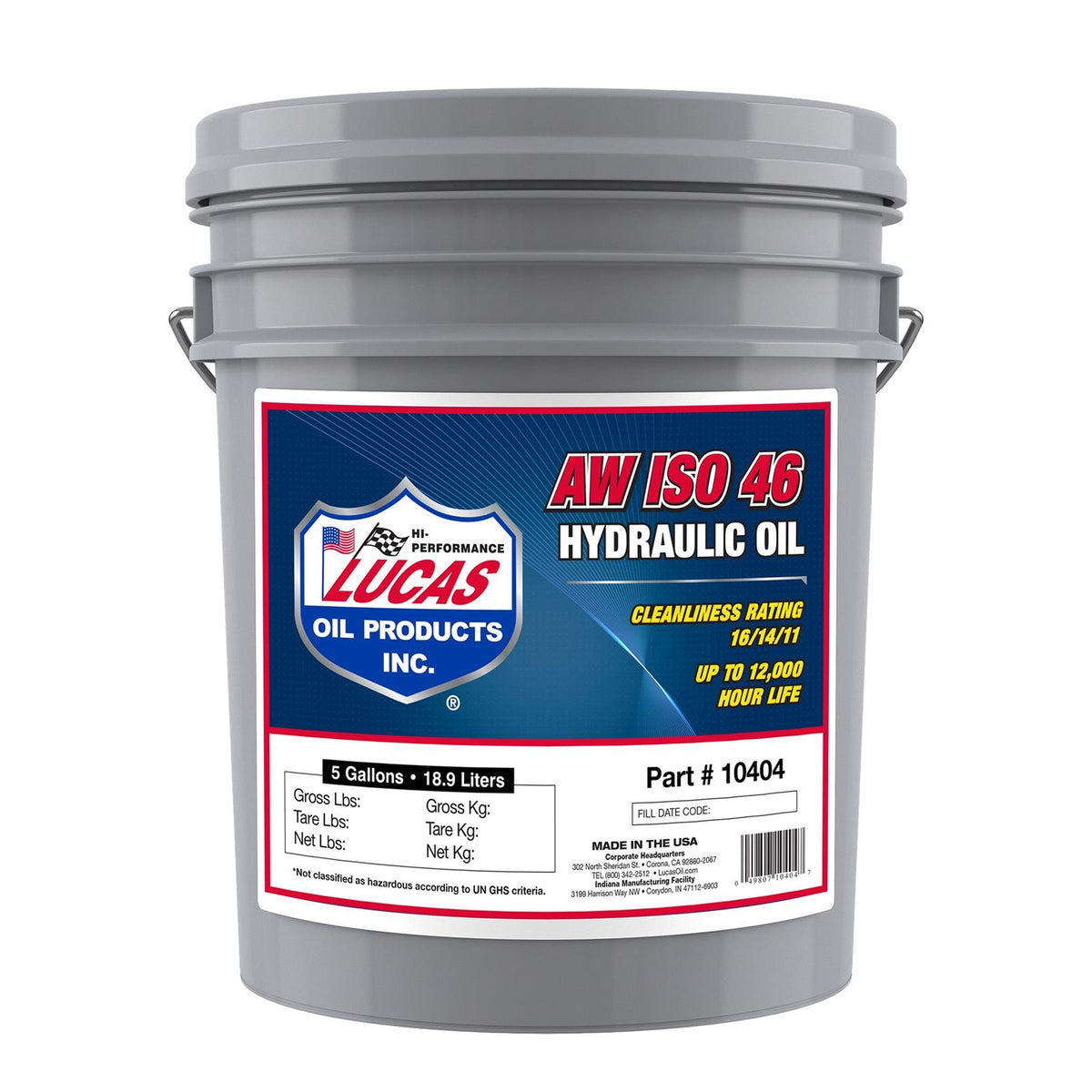 Lucas Oils LUS-10404 AW ISO 46 Hydraulic Oil 5 Gallon Pail