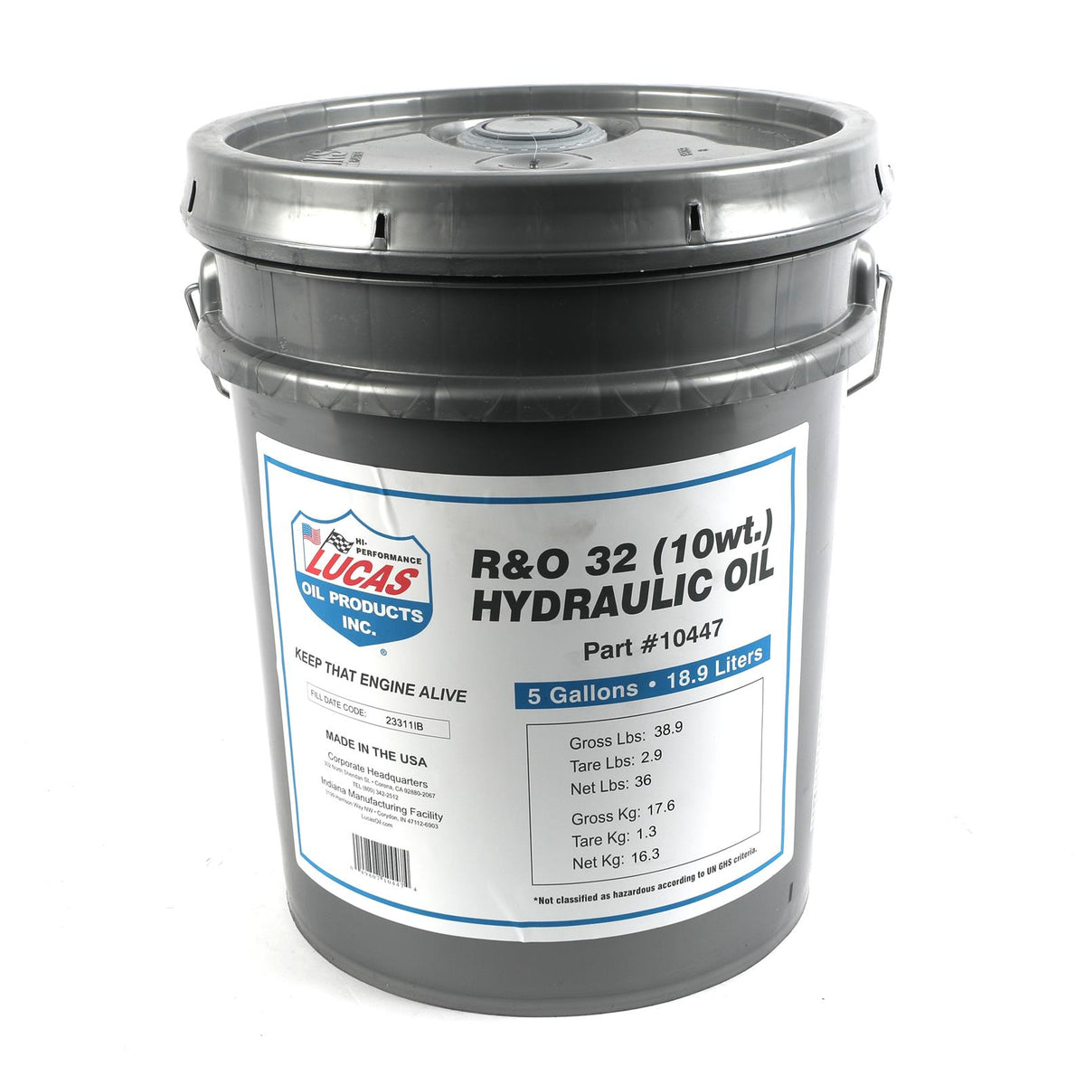 Lucas Oils LUS-10447 R&O ISO 32 Hydraulic Oil 5 Gallon Pail