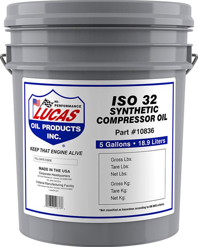 Lucas Oils LUS-10836 Synthetic Compressor Oil ISO 32 5 Gallon Pail