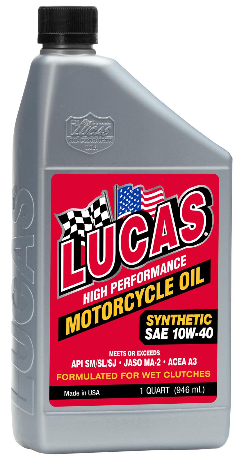 Lucas Oils LUS-10793 Synthetic SAE 10W-40 Motorcycle Oil 1 Quart
