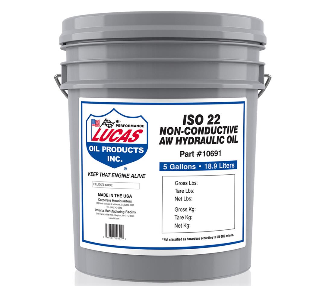 Lucas Oils LUS-10691 Non-Conductive AW ISO 22 Hydraulic Oil 5 Gallon Pail