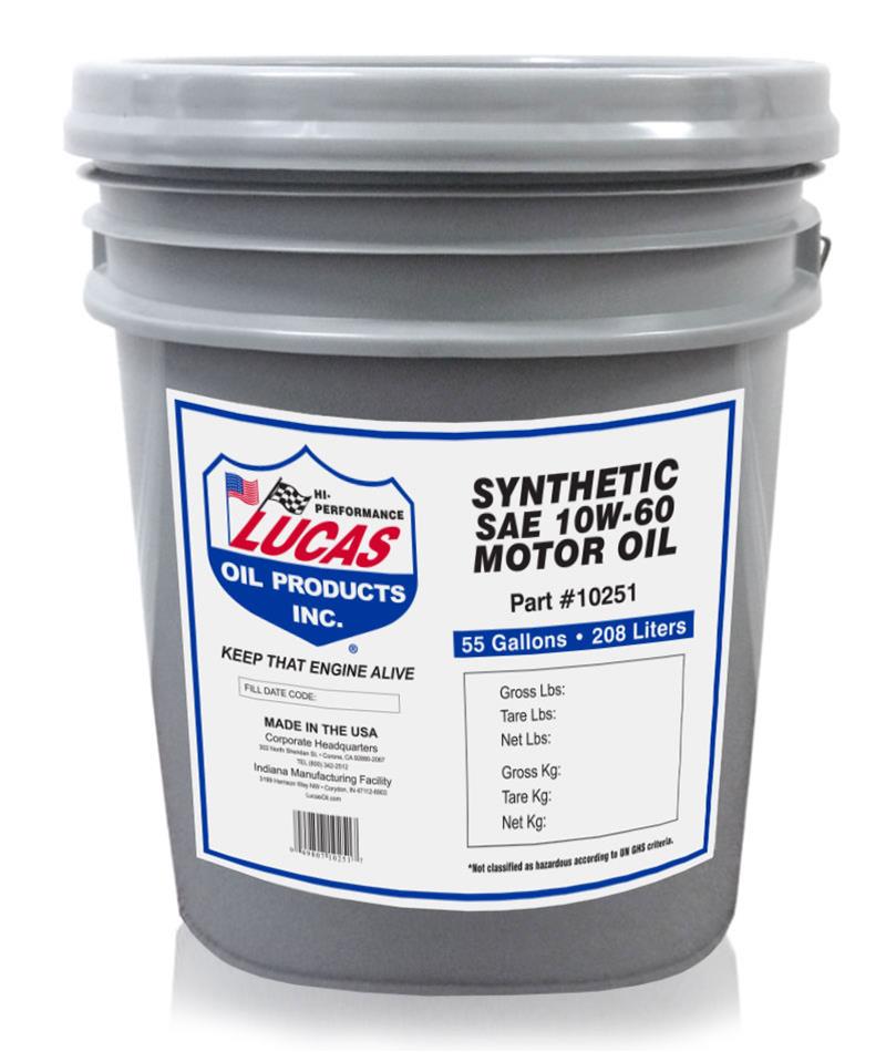 Lucas Oils LUS-10249 Synthetic SAE 10W-60 Motor Oil 5 Gallon Pail