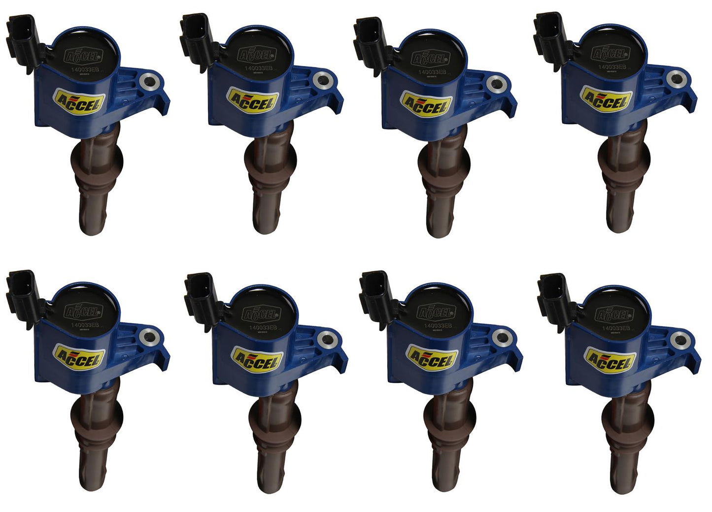 Accel AC140033EB-8 8Pk Long Boot Coils Blue Ford Late Mod Eng V8 3-Valve