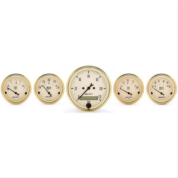 AutoMeter 1502 5 PC. GAUGE KIT, 3-1/8" & 2-1/16", ELEC. SPEEDOMETER, GOLDEN OLDIES