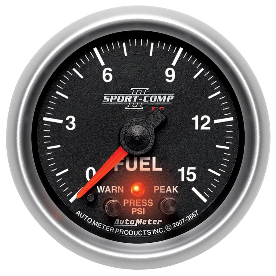 AutoMeter 3667 2-1/16" FUEL PRESSURE, 0-15 PSI, SPORT-COMP II