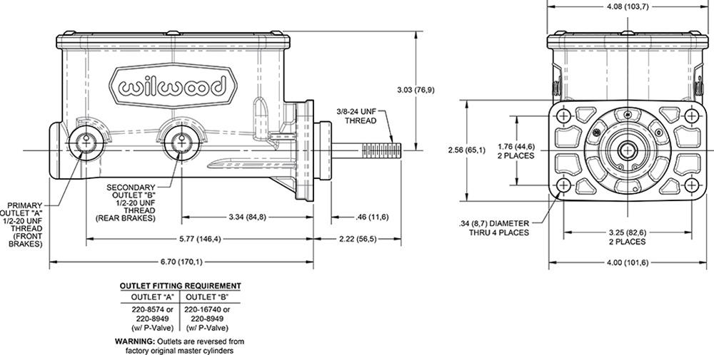 WIL260-16792-BK | Compact Tandem M/Cyl Mopar