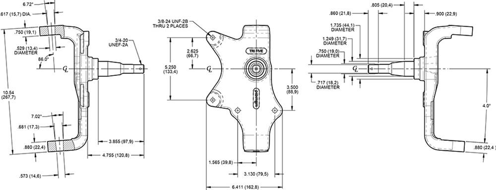 WIL831-16660 | Chevy Tri 5 Pro Spindles Pair