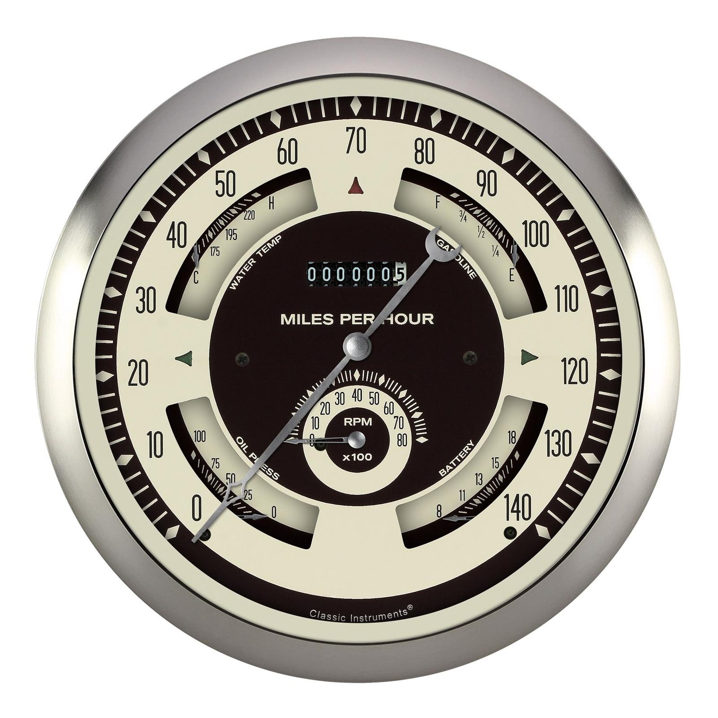 Classic Instruments BOGNT Big Ol' Gauge 7 5/8" Speedo, Tach, Fuel 240