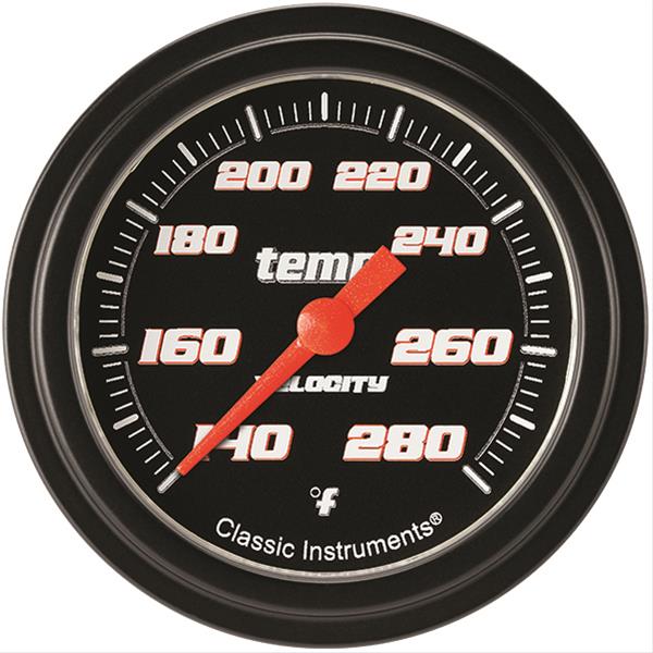 Classic Instruments VS326BBLF-04 Velocity Black - Water Temp Gauge Full Sweep 2-5/8"