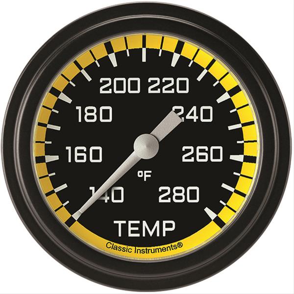 Classic Instruments AX326YBLF-04 Autocross Yellow - Water Temp Gauge Full Sweep 2-5/8"