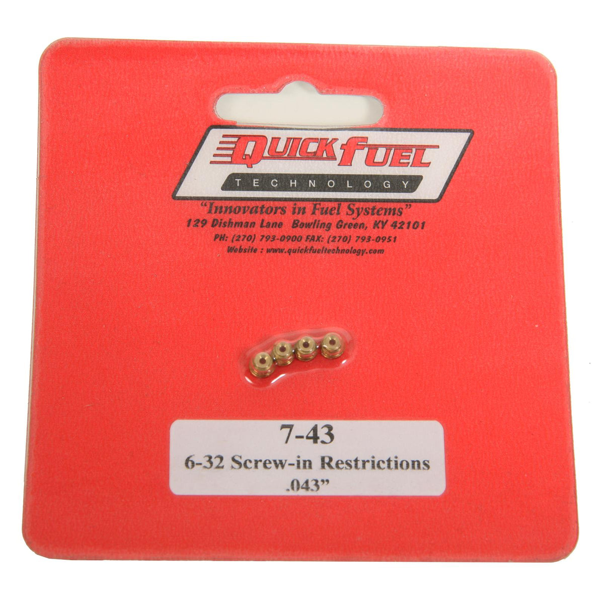 Quick Fuel QFT7-43QFT 6-32 Screw-In Restriction .043