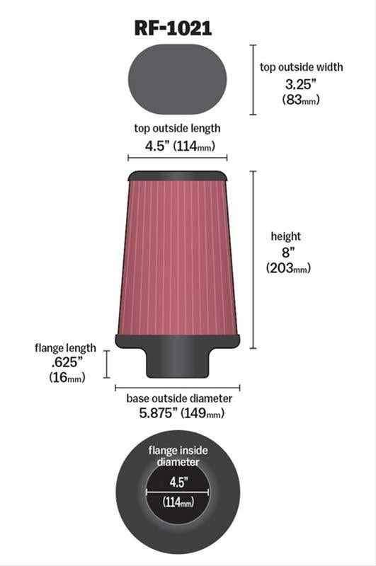 K&N Filters KNRF-1021 Universal Air Filter 4-1/2"Flg 5-7/8"B 3-1/4" X 4"