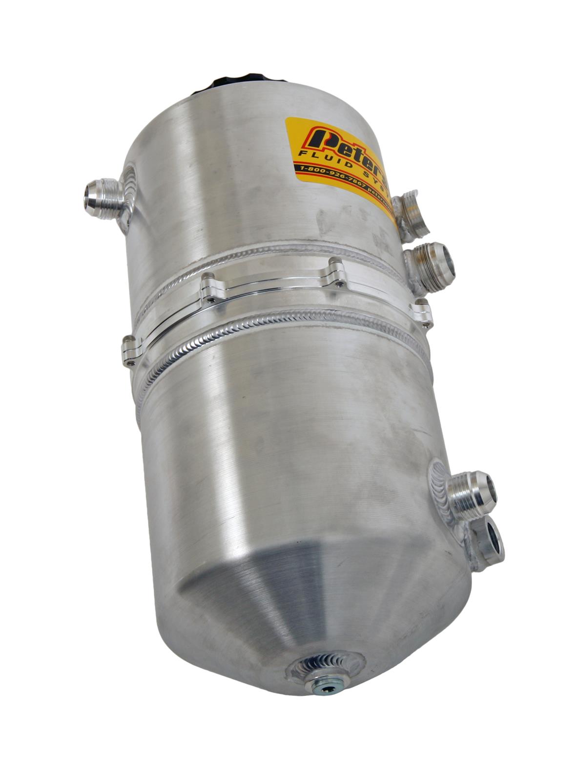 Peterson PFS08-0784 Drag Dry Sump Oil Tank 1.5 Gal 5.70 L 16" H X 7" O.D Dual Return 2 -12 AN Male Breathers