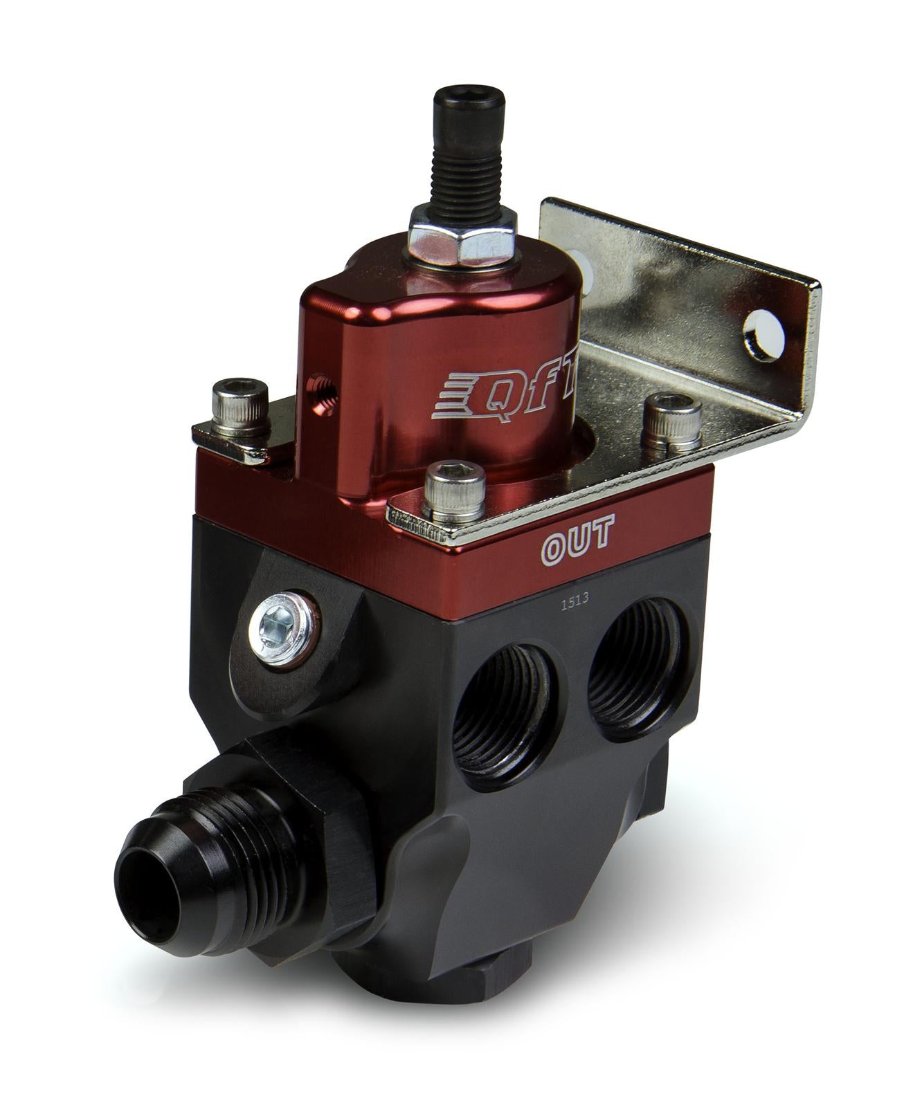Fuel Pressure Regulator 4-Port 5-8 PSI Billet Aluminium Black/Red Anodized All Fuels Universal (each)