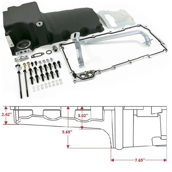 BluePrint BPP81074BK LS Oil Pan Swap Kit, Rear Sump for Muscle Car Truck Black Engine Oil Pan