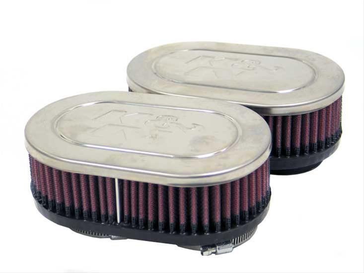 K&N Filters KNRC-2372 Universal Chrome Air Filter 2 2"Dual 4 X 6-1/4"Od 2"H"