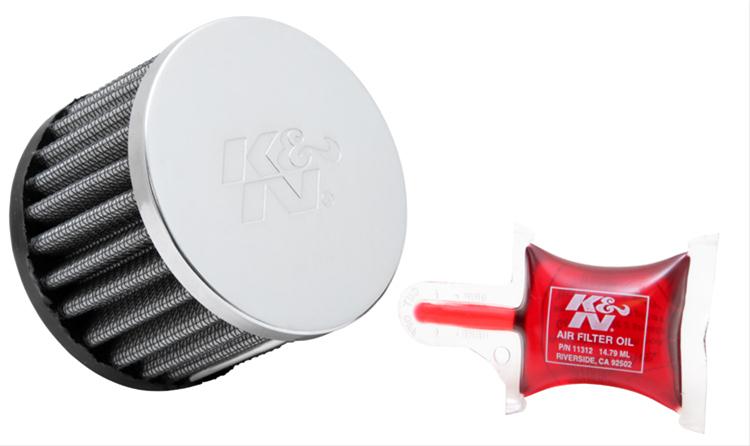 K&N Filters KNRC-0880 Universal Chrome Air Filter 1-9/16"Flg 3"Od 2-1/4"H"