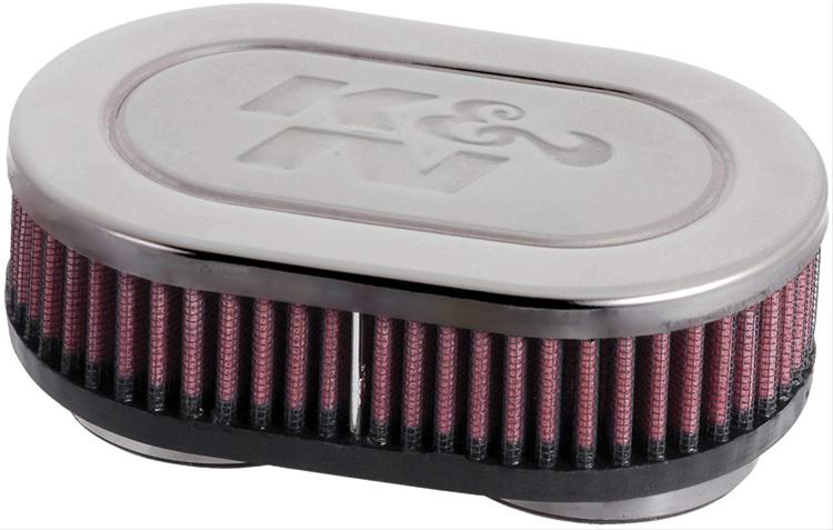 K&N Filters KNRC-2380 Universal Chrome Air Filter 2-1/8"Dual 6-1/4 X 4"Od 1-3/4"