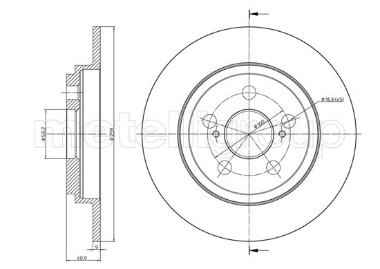 Metelli MET-DBR23-1309C Metelli Brake Rotor for Toyota