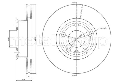 Metelli MET-DBR23-0437 Metelli Brake Rotor VW Lcv