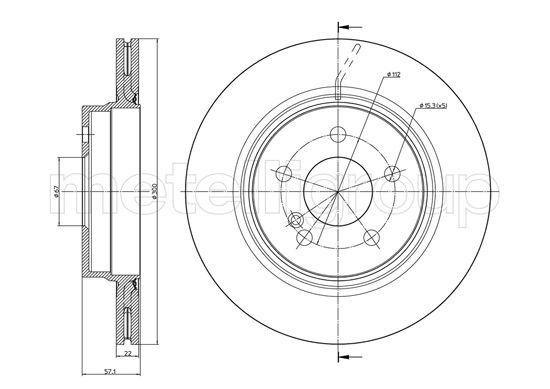 Metelli MET-DBR23-1027C Metelli Brake Rotor Mercedes Benz