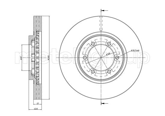 Metelli MET-DBR23-0954C Metelli Brake Rotor Hyundai